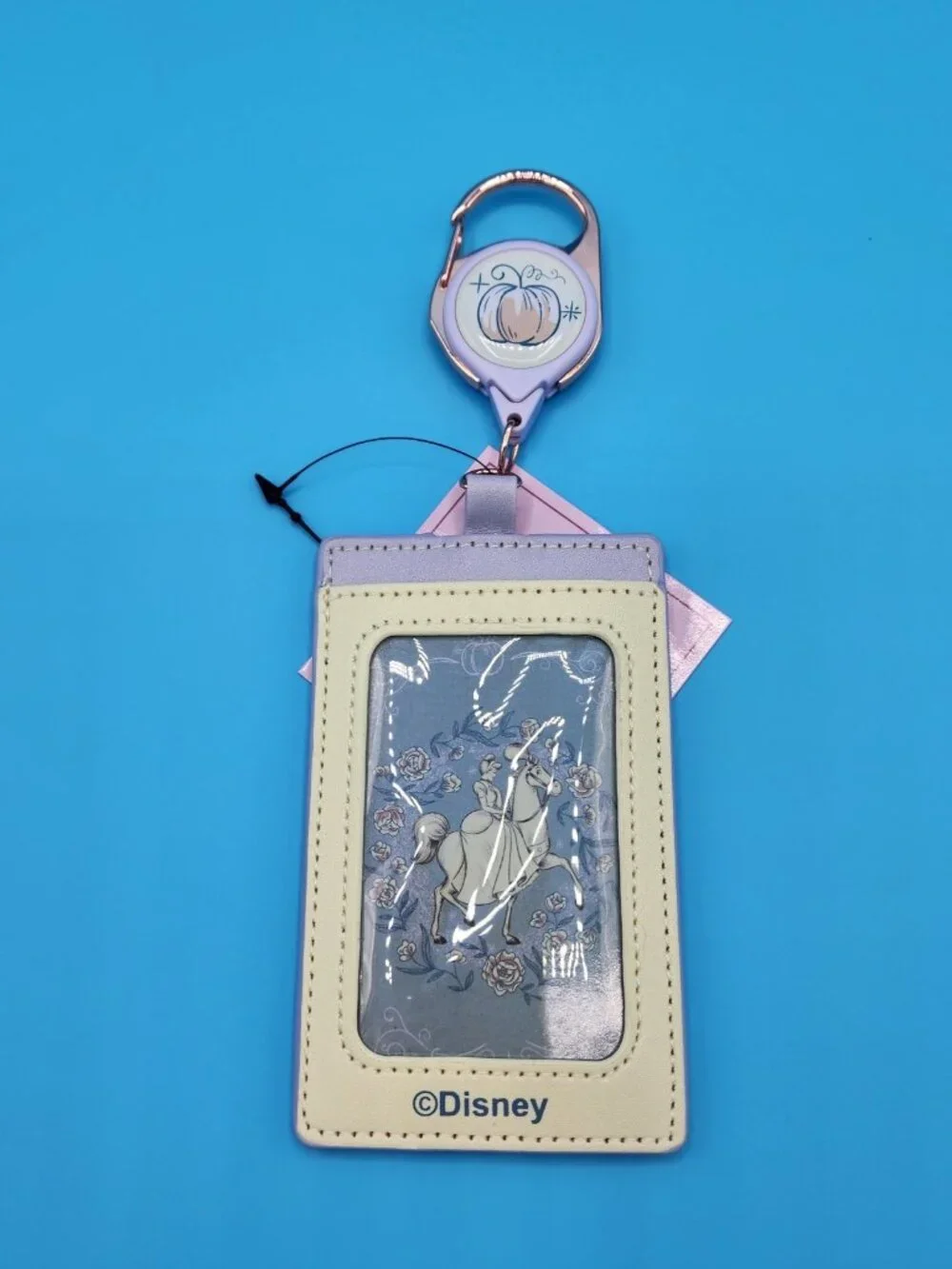 Disney Princess Cinderella with Horse Floral Retractable Lanyard ID Holder NEW